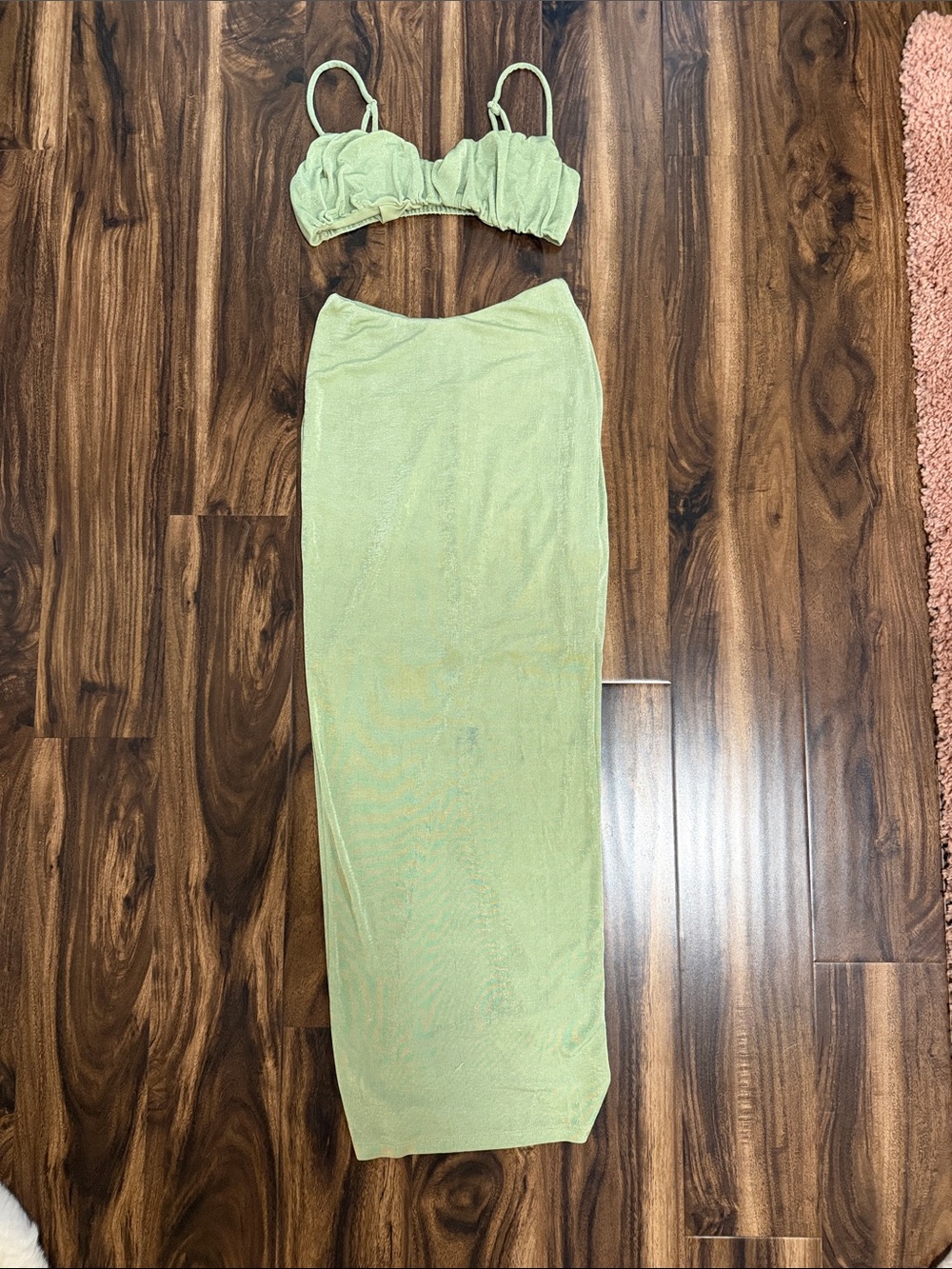 White Fox Boutique Light Green Maxi Skirt - Slim Straight Cut
